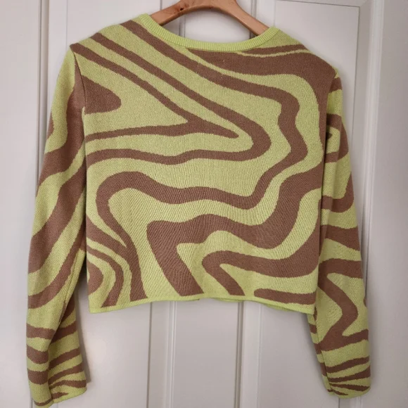 Future Collective Gabriella Karefa-Johnson Cardigan Neon Lime Green Tan Zebra XS - Picture 5 of 11